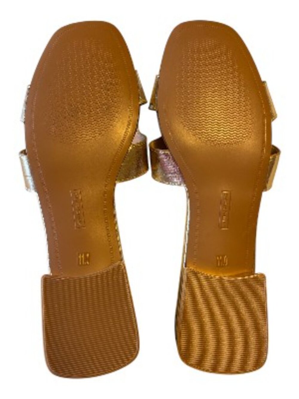 STEVEN NEW YORK HADYN Gold Leather Slip-On Sandals Size 11 NEW no Box - Picture 4 of 5
